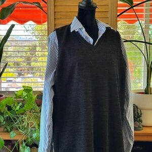 Black V-Neck Sweater Vest Dress
